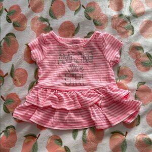 Carter's Pink Striped Ruffle Tee
